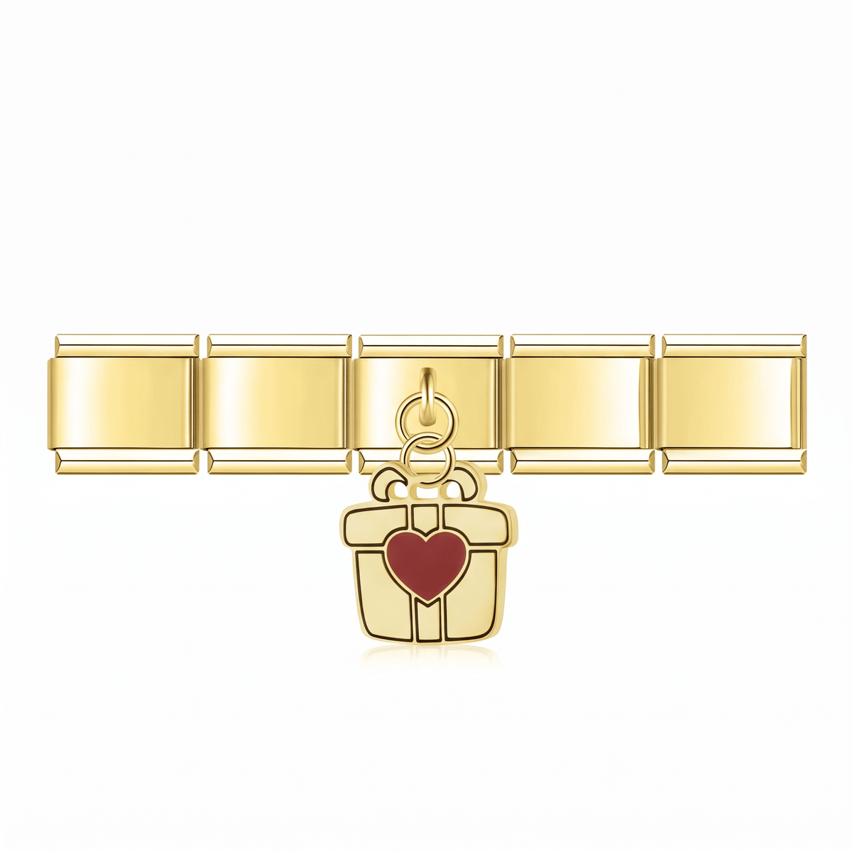 Charm Colgante Regalo (Dorado) en pulsera italiana de eslabones