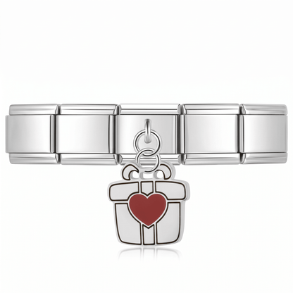 Charm Colgante Regalo (Plateado) en pulsera italiana de eslabones