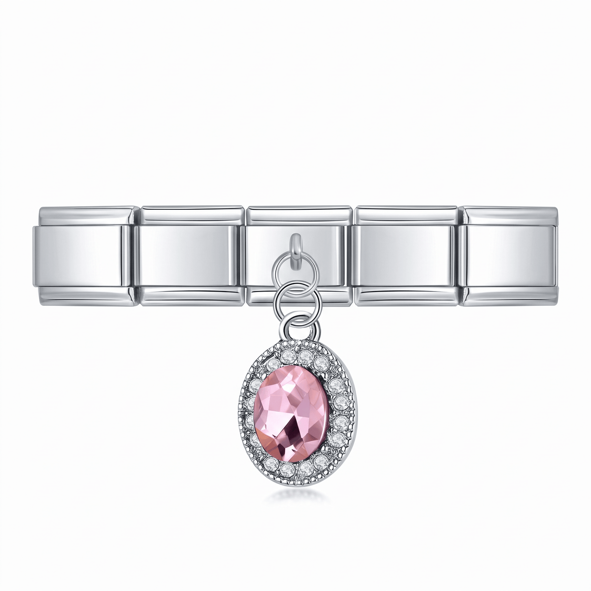 Charm Colgante Rosa en pulsera italiana de eslabones