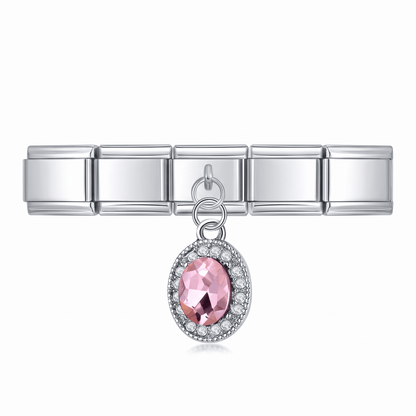 Charm Colgante Rosa en pulsera italiana de eslabones