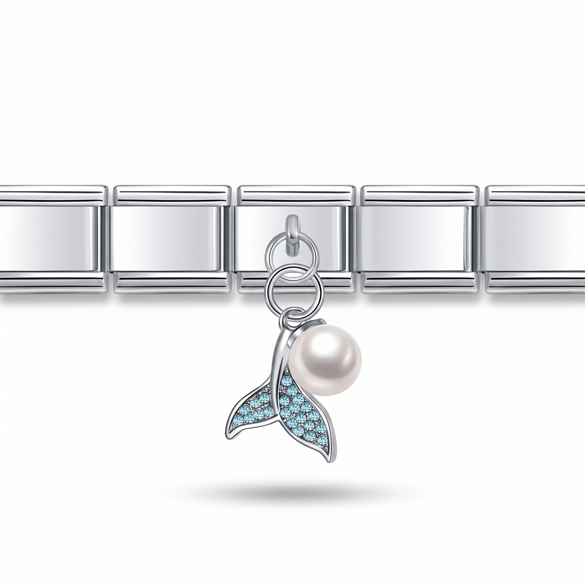 Charm Colgante sirena azul en pulsera italiana de eslabones