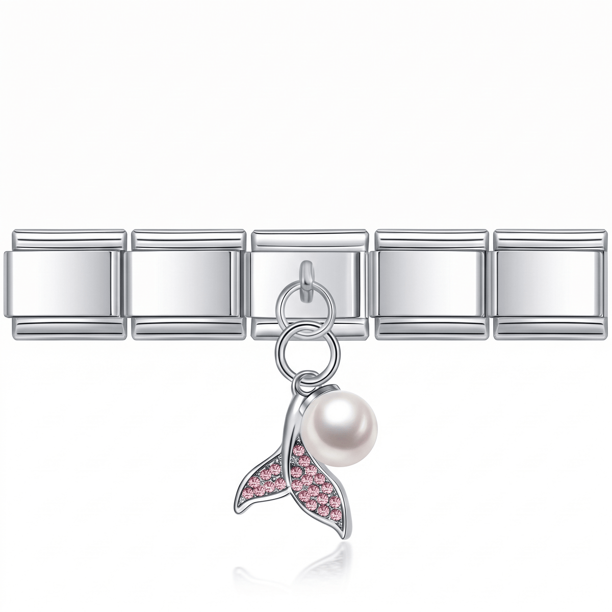 Charm Colgante Sirena rosa en pulsera italiana de eslabones