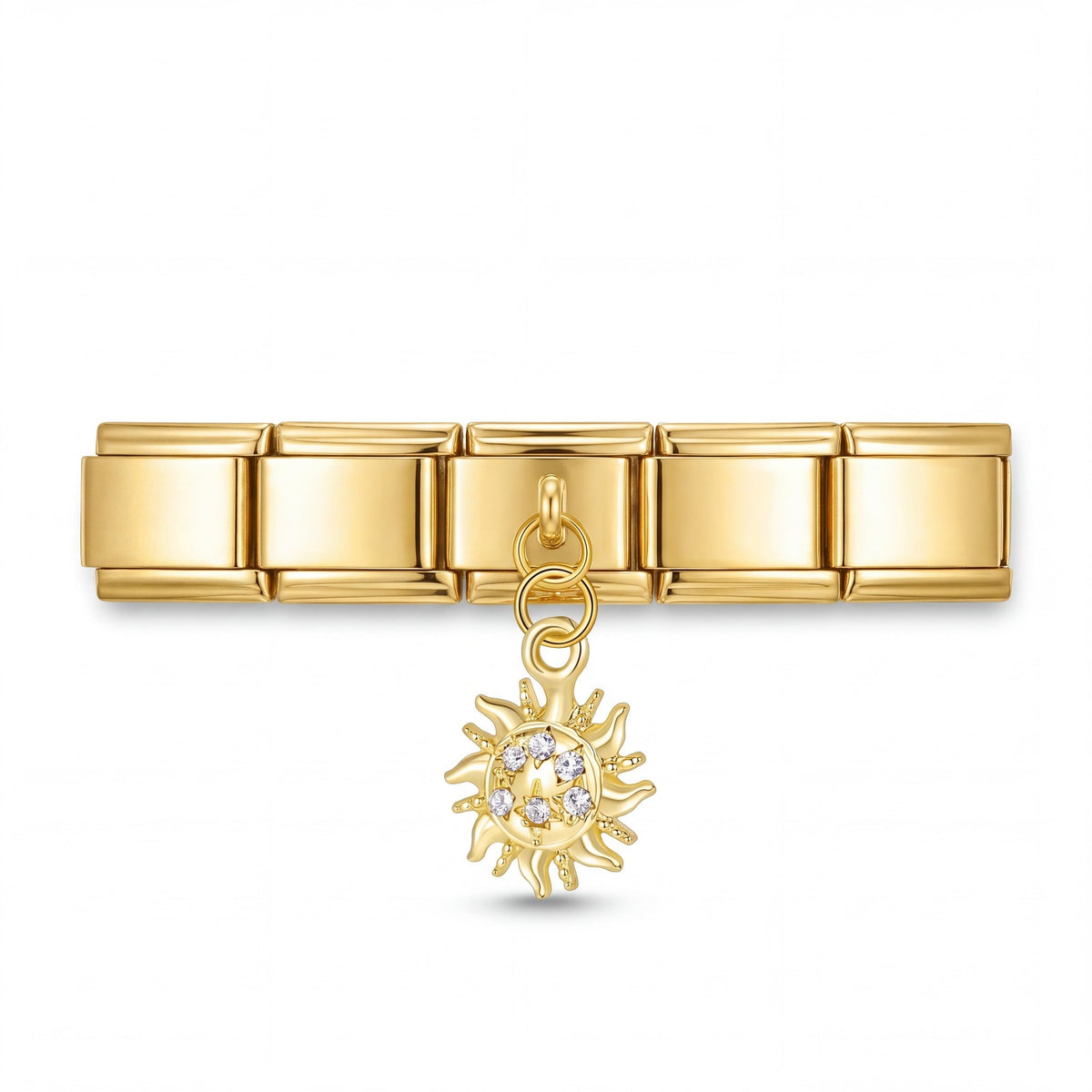 Charm Colgante sol (Dorado) en pulsera italiana de eslabones