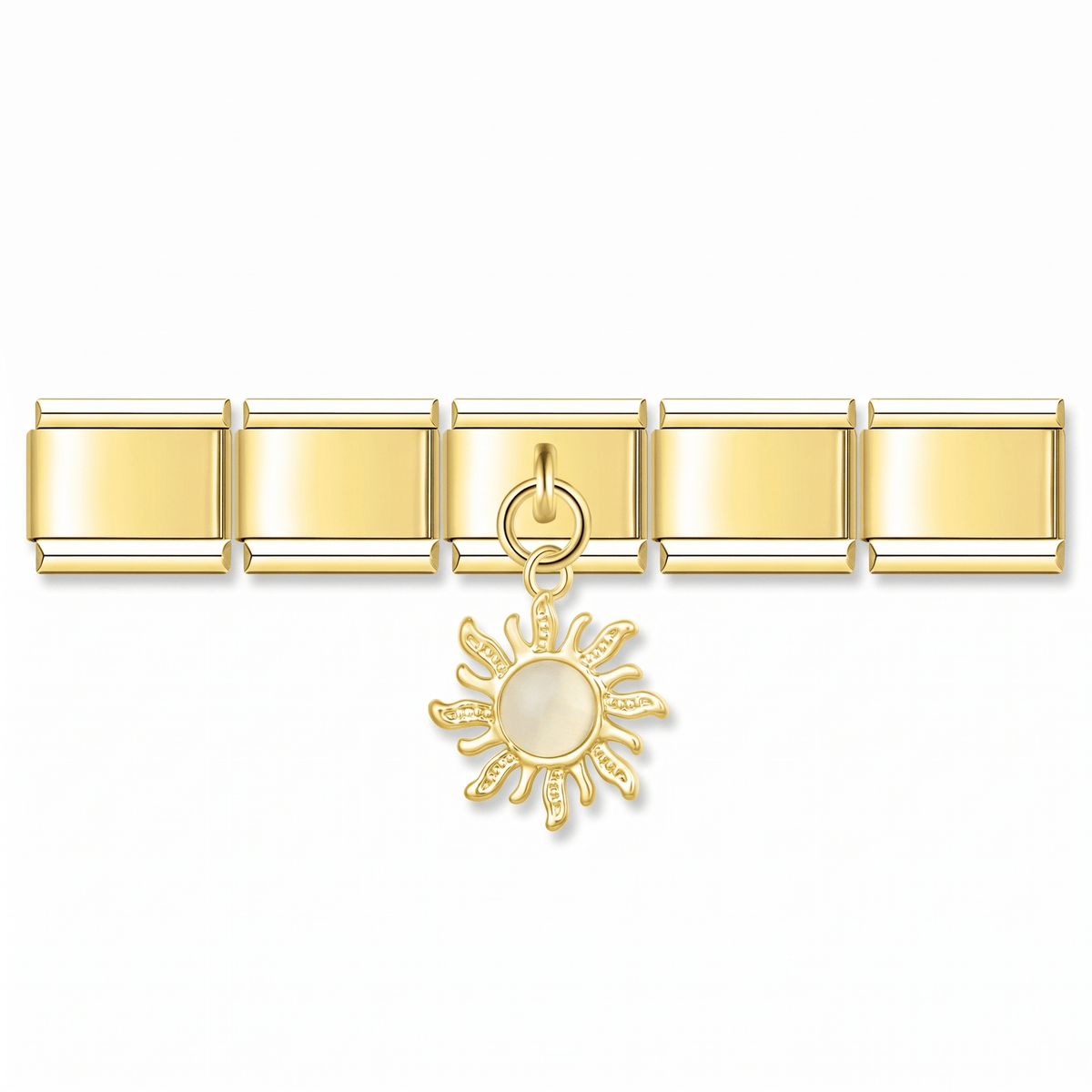 Charm Colgante sol gris en pulsera italiana de eslabones