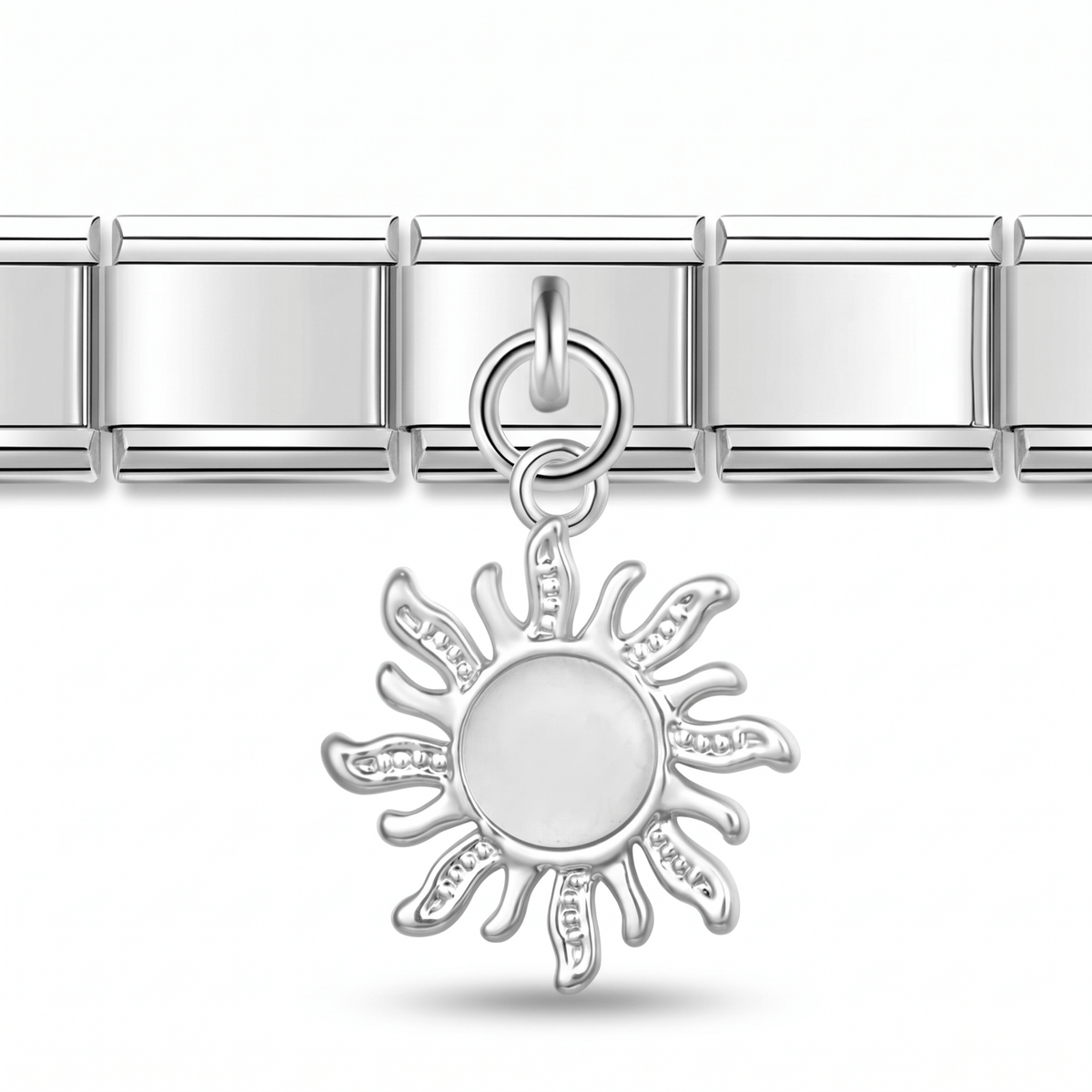 Charm Colgante sol (Plateado) en pulsera italiana de eslabones
