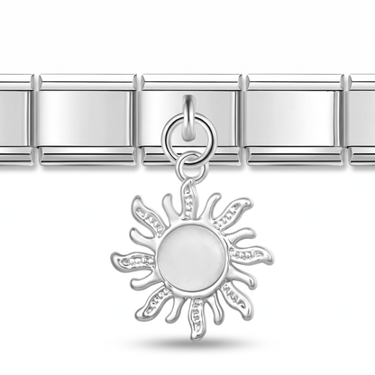 Charm Colgante sol (Plateado) en pulsera italiana de eslabones