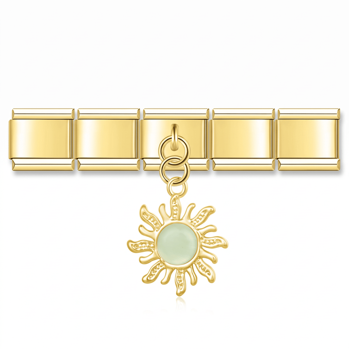 Charm Colgante Sol Verde en pulsera italiana de eslabones