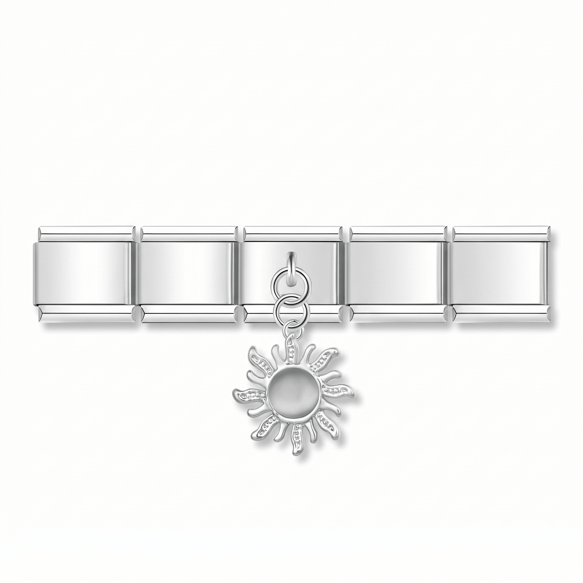Charm Colgante sol verde en pulsera italiana de eslabones