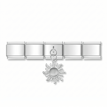 Charm Colgante sol verde en pulsera italiana de eslabones