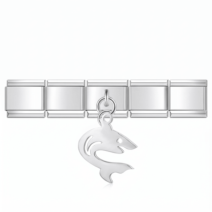 Charm Colgante Tiburon Mar en pulsera italiana de eslabones