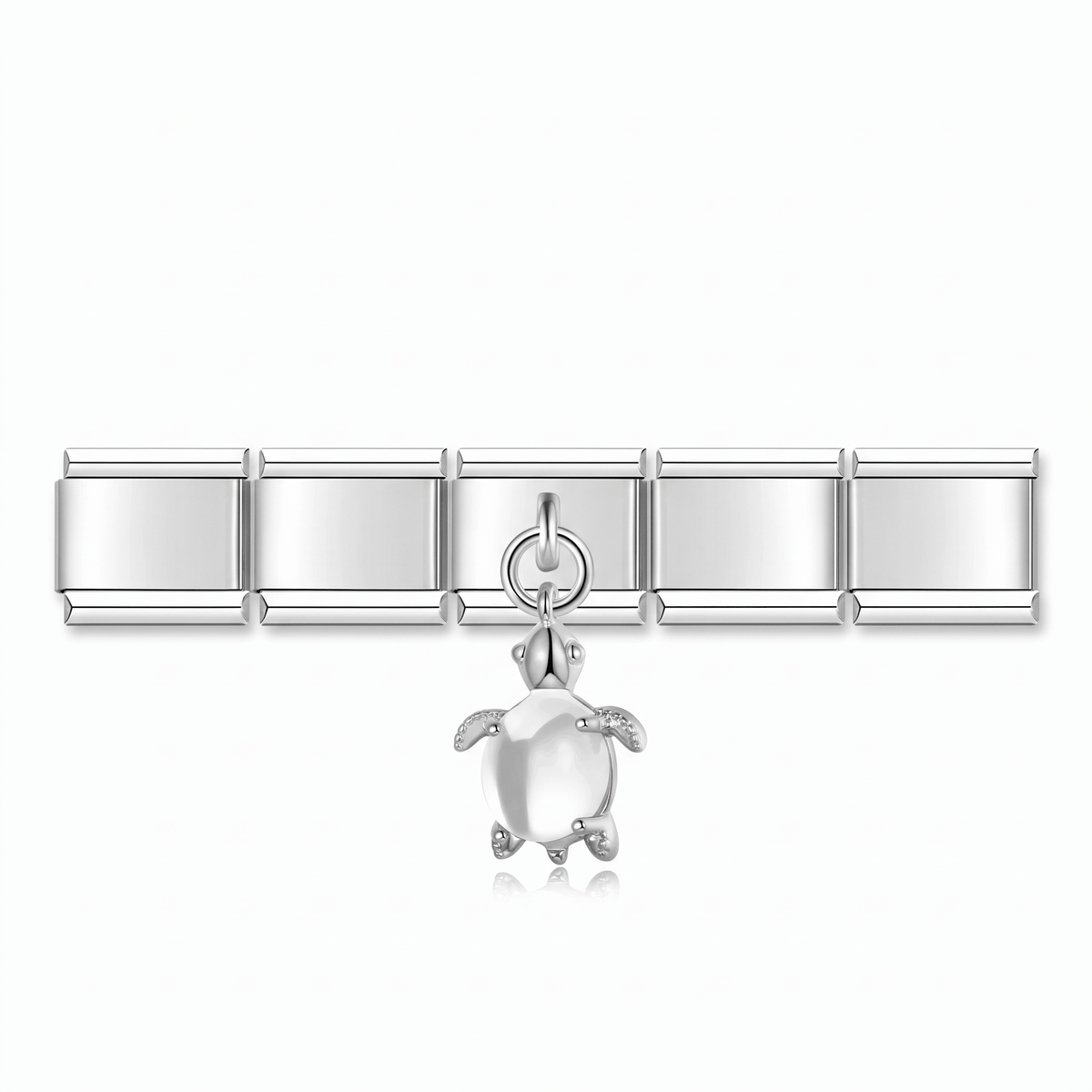 Charm Colgante Tortuga Blanco en pulsera italiana de eslabones