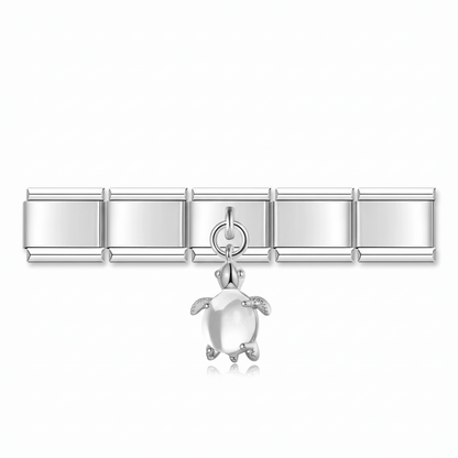 Charm Colgante Tortuga Blanco en pulsera italiana de eslabones