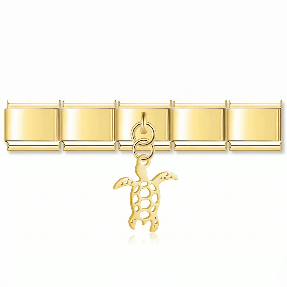 Charm Colgante Tortuga (Dorado) en pulsera italiana de eslabones