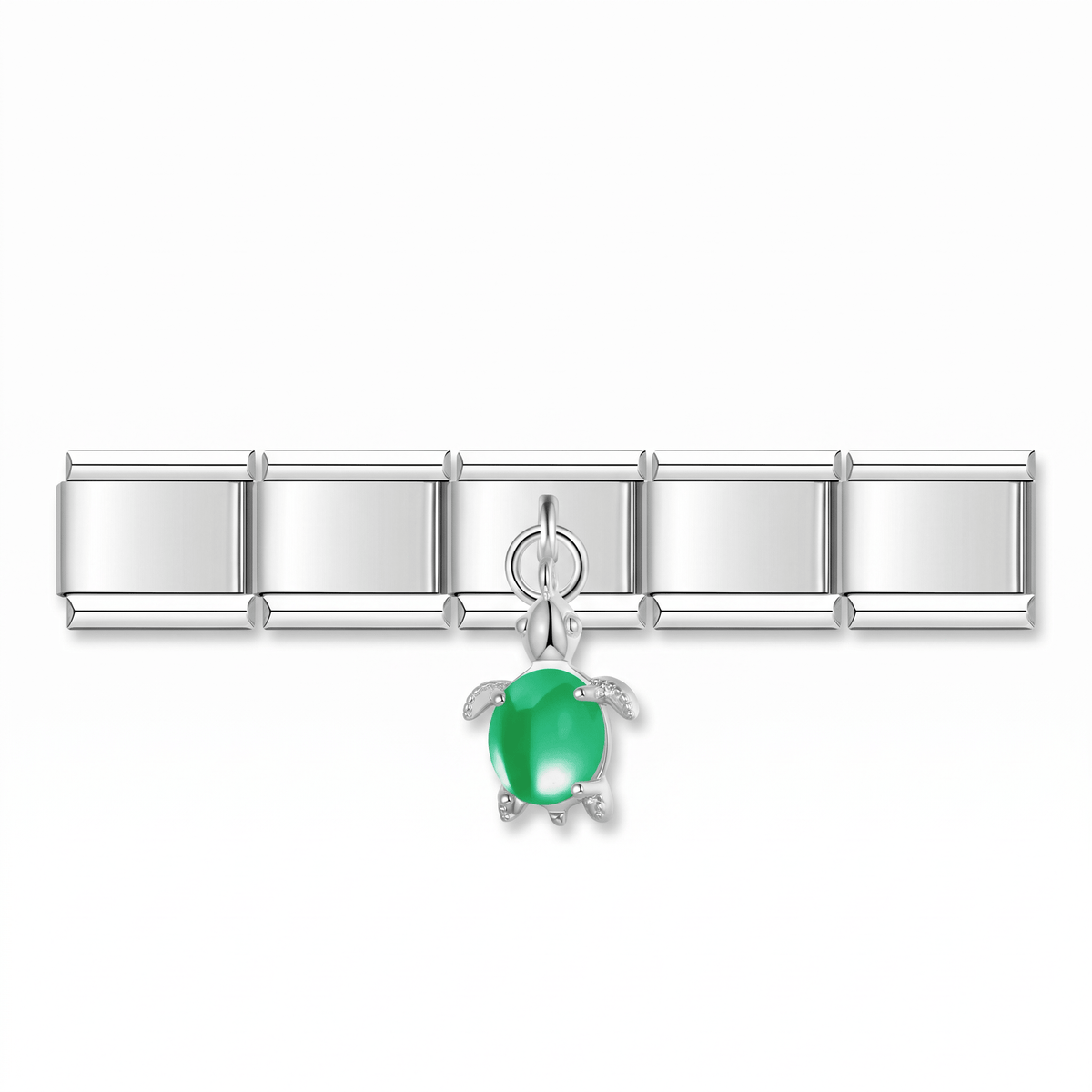 Charm Colgante Tortuga Verde en pulsera italiana de eslabones