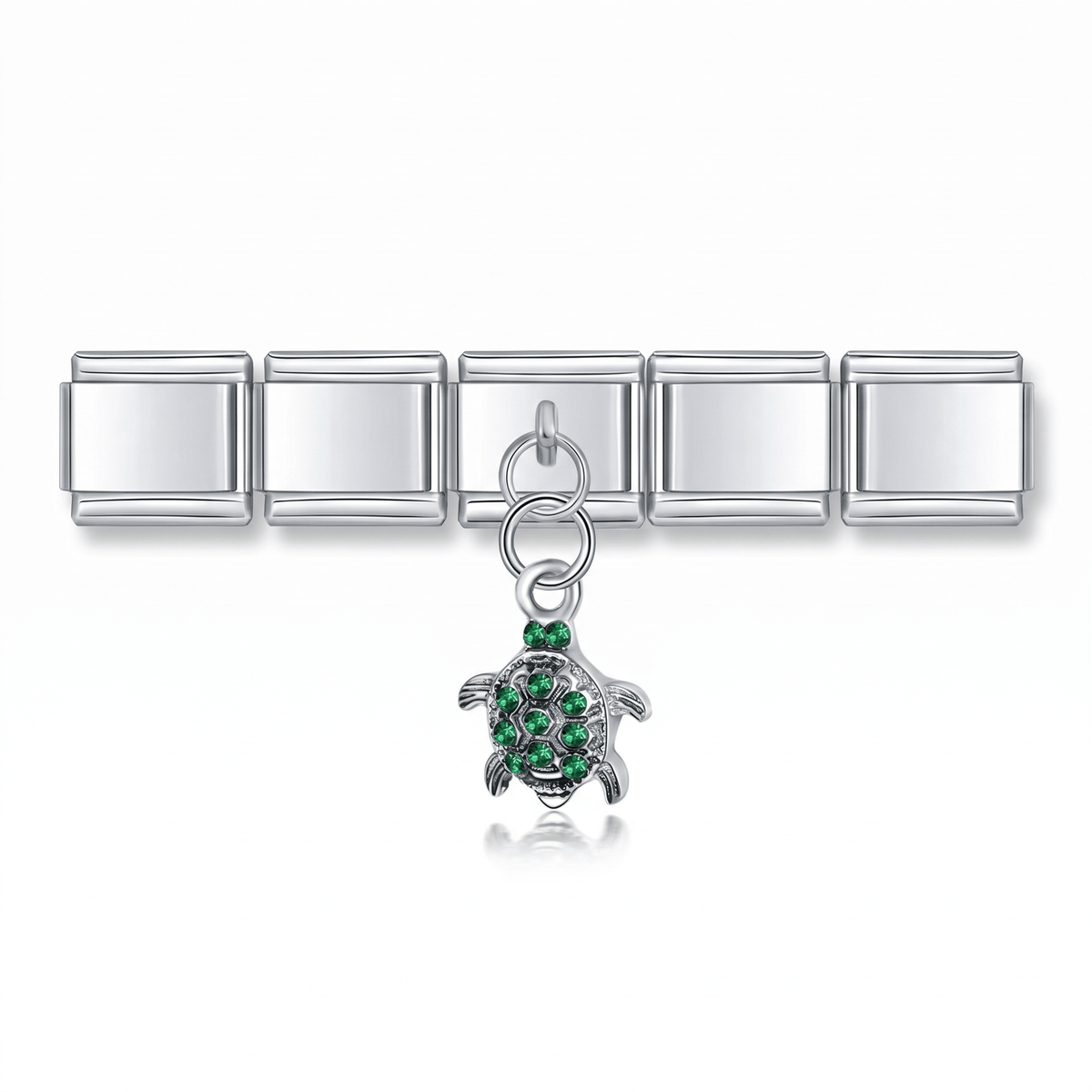 Charm Colgante tortuga verde mar en pulsera italiana de eslabones