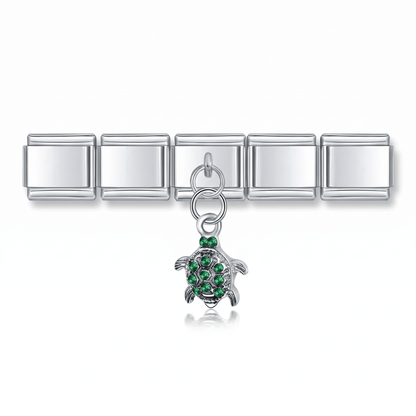 Charm Colgante tortuga verde mar en pulsera italiana de eslabones