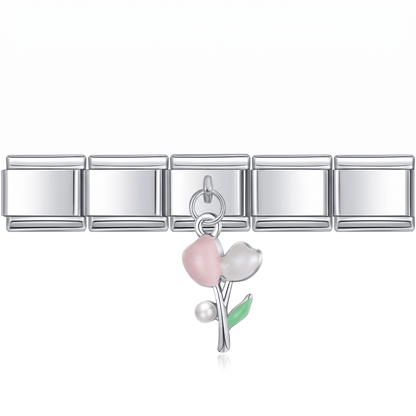 Charm Colgante tulipan en pulsera italiana de eslabones