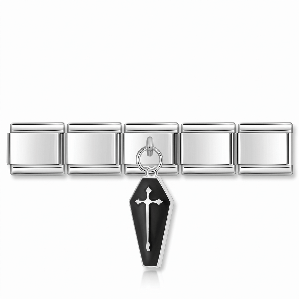 Charm Colgante tumba negra en pulsera italiana de eslabones