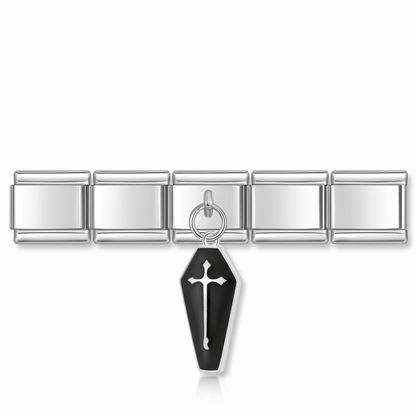 Charm Colgante tumba negra en pulsera italiana de eslabones