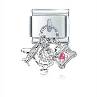 Charm Colgante viaje avion (Plateado) - Italian Charms