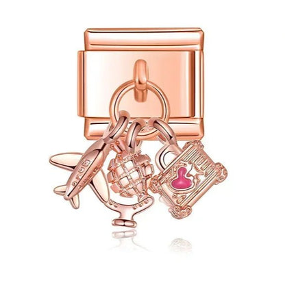 Charm Colgante viaje avion (Oro Rosa) - Italian Charms