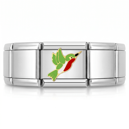 Charm Colibri en pulsera italiana de eslabones