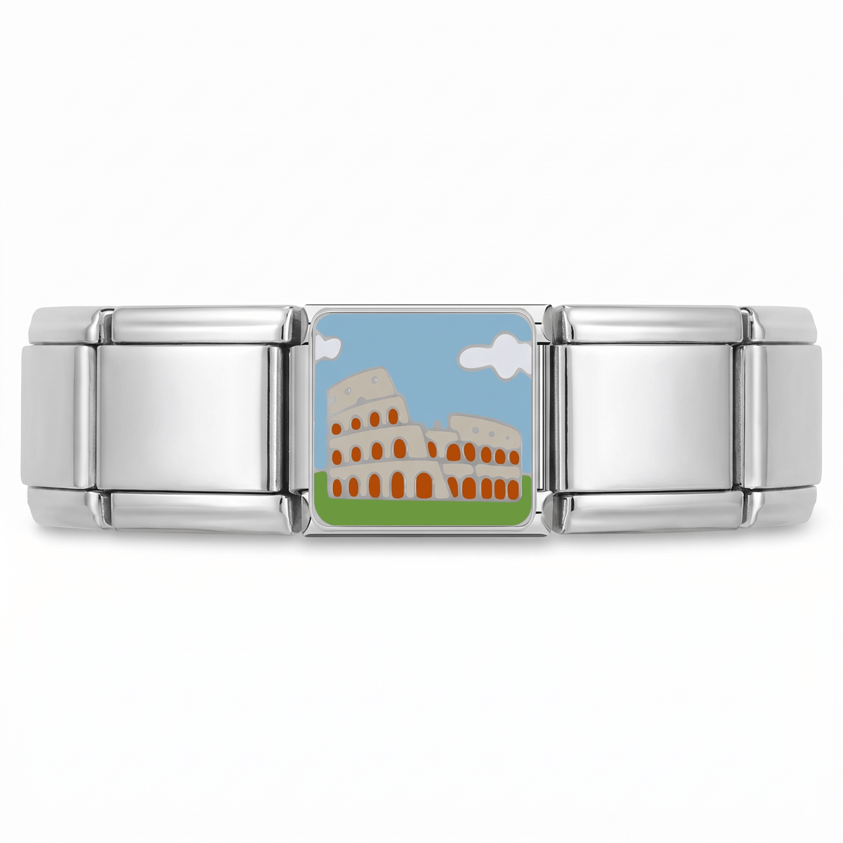 Charm Coliseo Roma en pulsera italiana de eslabones