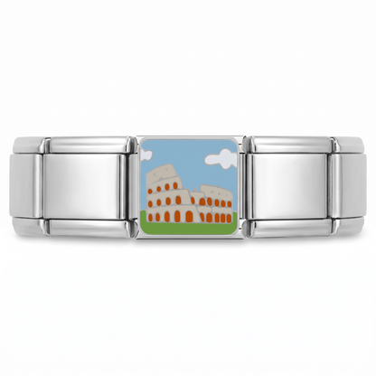 Charm Coliseo Roma en pulsera italiana de eslabones
