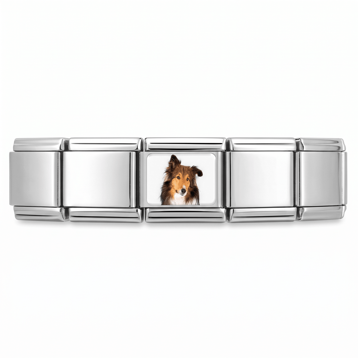 Charm Collie (Café) en pulsera italiana de eslabones