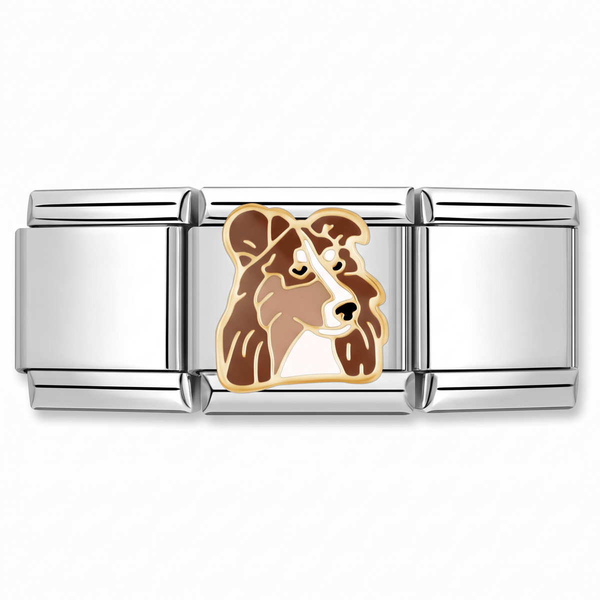 Charm Collie (Ilustración) en pulsera italiana de eslabones