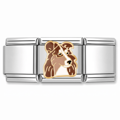 Charm Collie (Ilustración) en pulsera italiana de eslabones