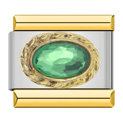 Charm con una piedra verde engarzada - Italian Charms