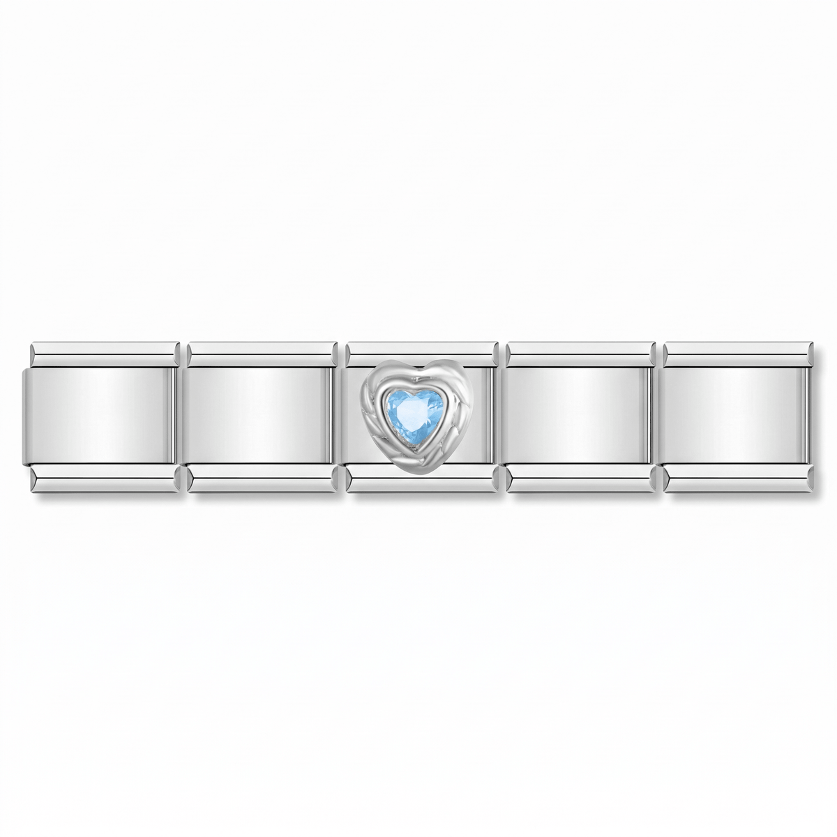 Charm Corazon Azul en pulsera italiana de eslabones