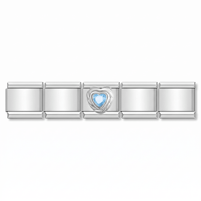 Charm Corazon Azul en pulsera italiana de eslabones