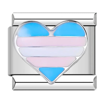 Charm Corazón Azul Rosa - Italian Charms
