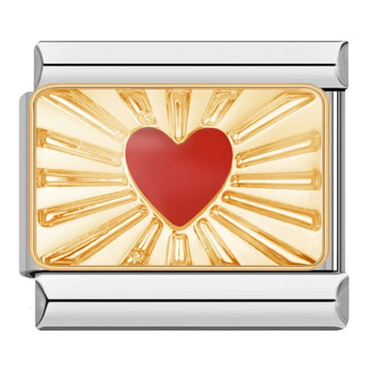 Charm Corazon Brillante (Rayos Dorados) - Italian Charms