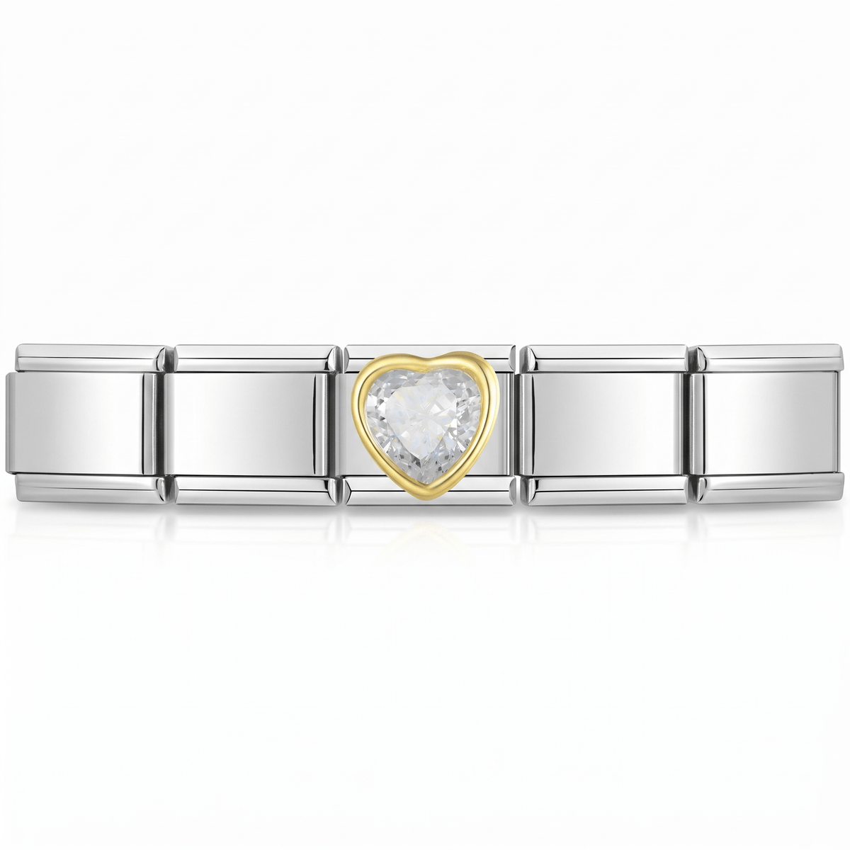 Charm Corazon brillante (Blanco) en pulsera italiana de eslabones