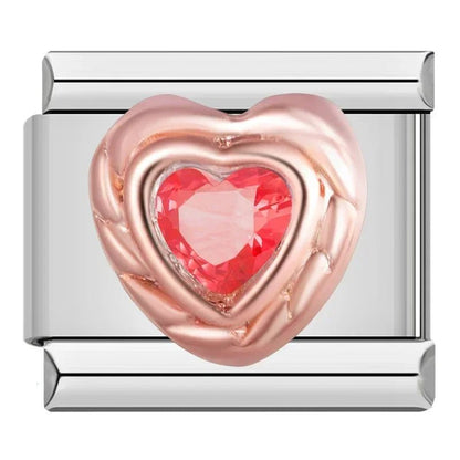 Charm Corazon Brillo (Rojo, Oro Rosa) - Italian Charms