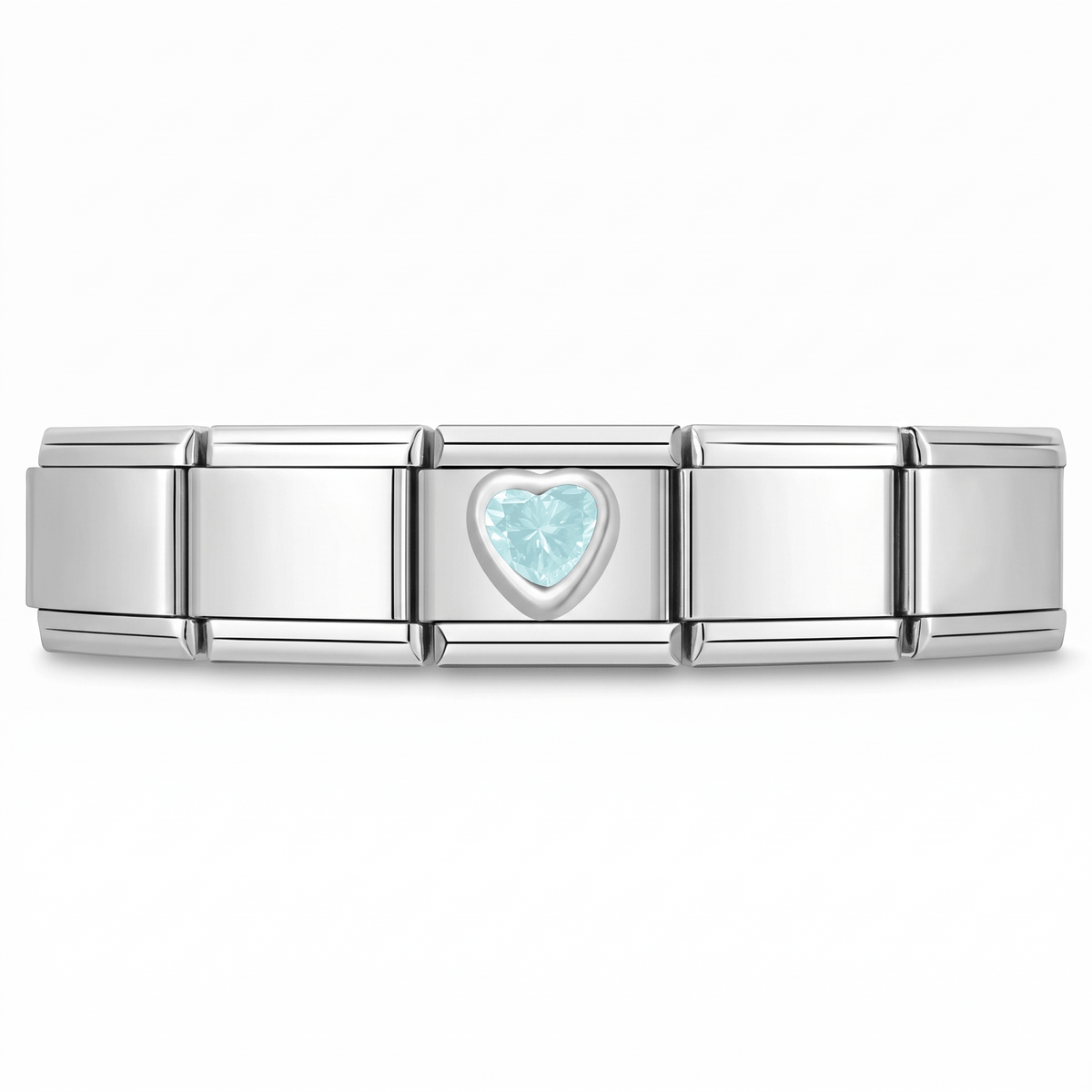 Charm Corazon Brillo Azul en pulsera italiana de eslabones