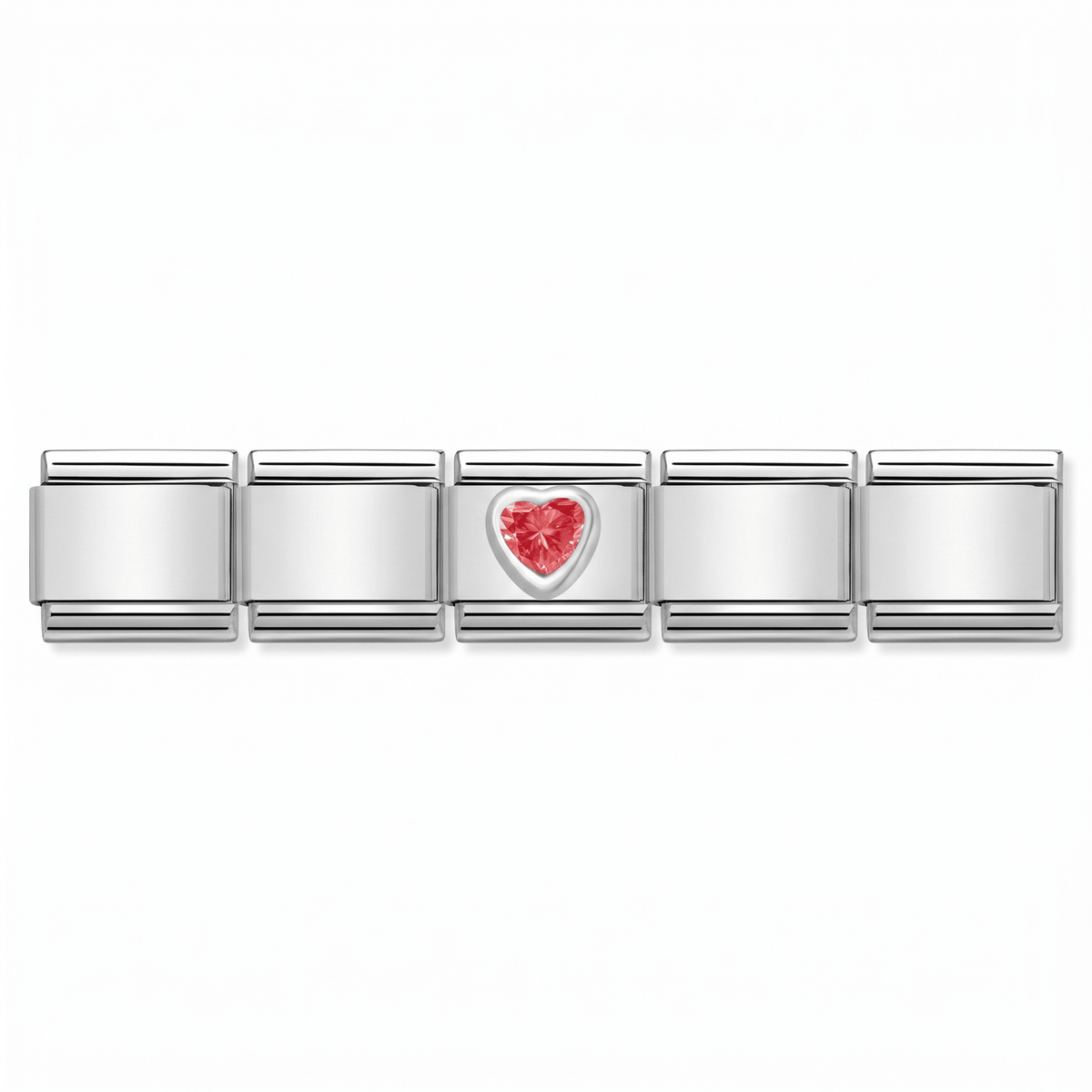 Charm Corazon Brillo Rojo en pulsera italiana de eslabones