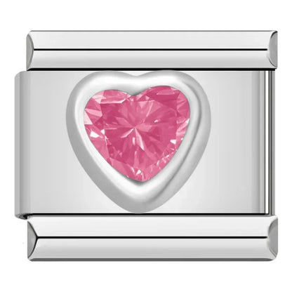 Charm Corazon Brillo Rosa (Pequeño) - Italian Charms