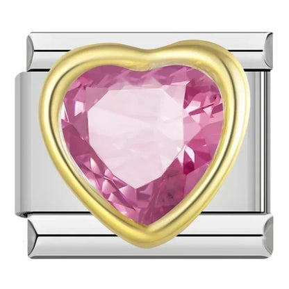 Charm Corazon Brillo Rosa (Grande) - Italian Charms
