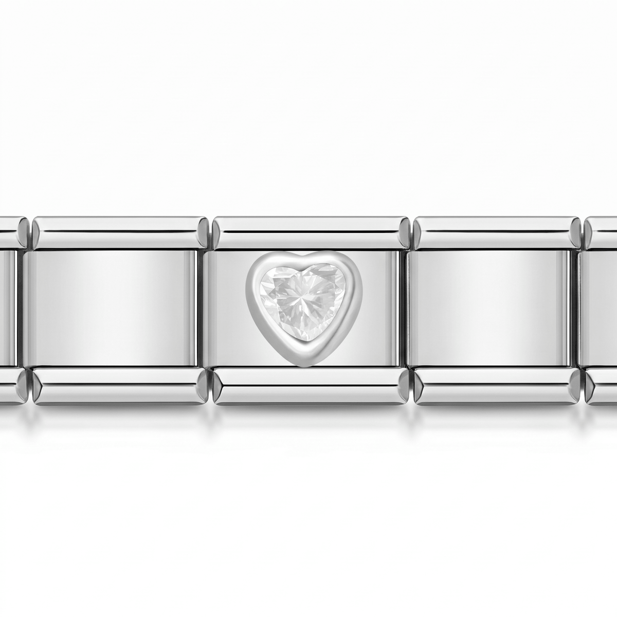 Charm Corazon Brillo (Transparente) en pulsera italiana de eslabones