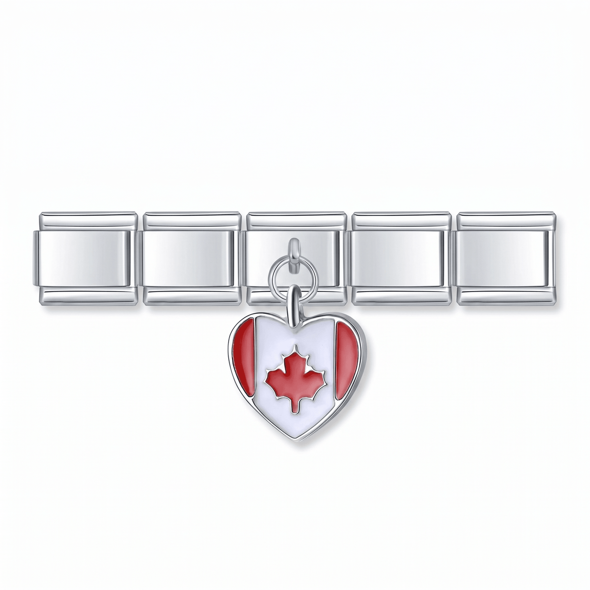 Charm Corazón Canadá en pulsera italiana de eslabones