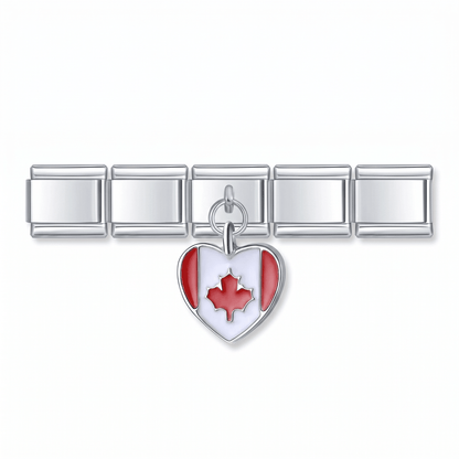 Charm Corazón Canadá en pulsera italiana de eslabones