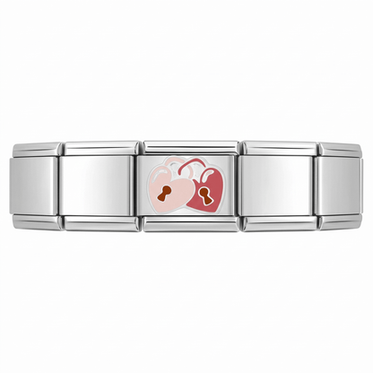 Charm Corazón Candados en pulsera italiana de eslabones