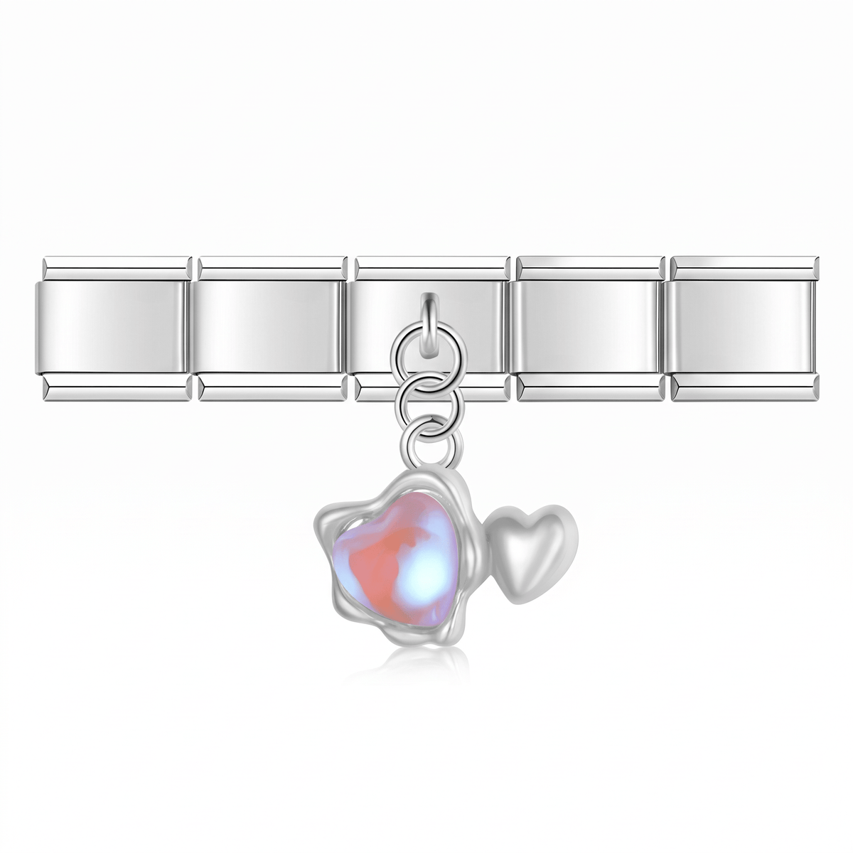 Charm Corazón Celestial en pulsera italiana de eslabones