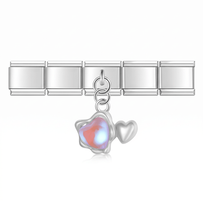 Charm Corazón Celestial en pulsera italiana de eslabones