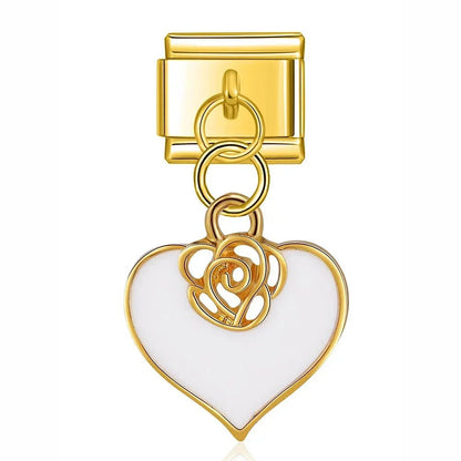 Charm Corazón dorado (con Flor) - Italian Charms
