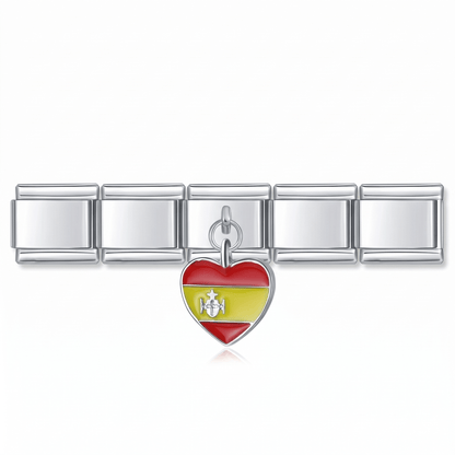 Charm Corazón España en pulsera italiana de eslabones